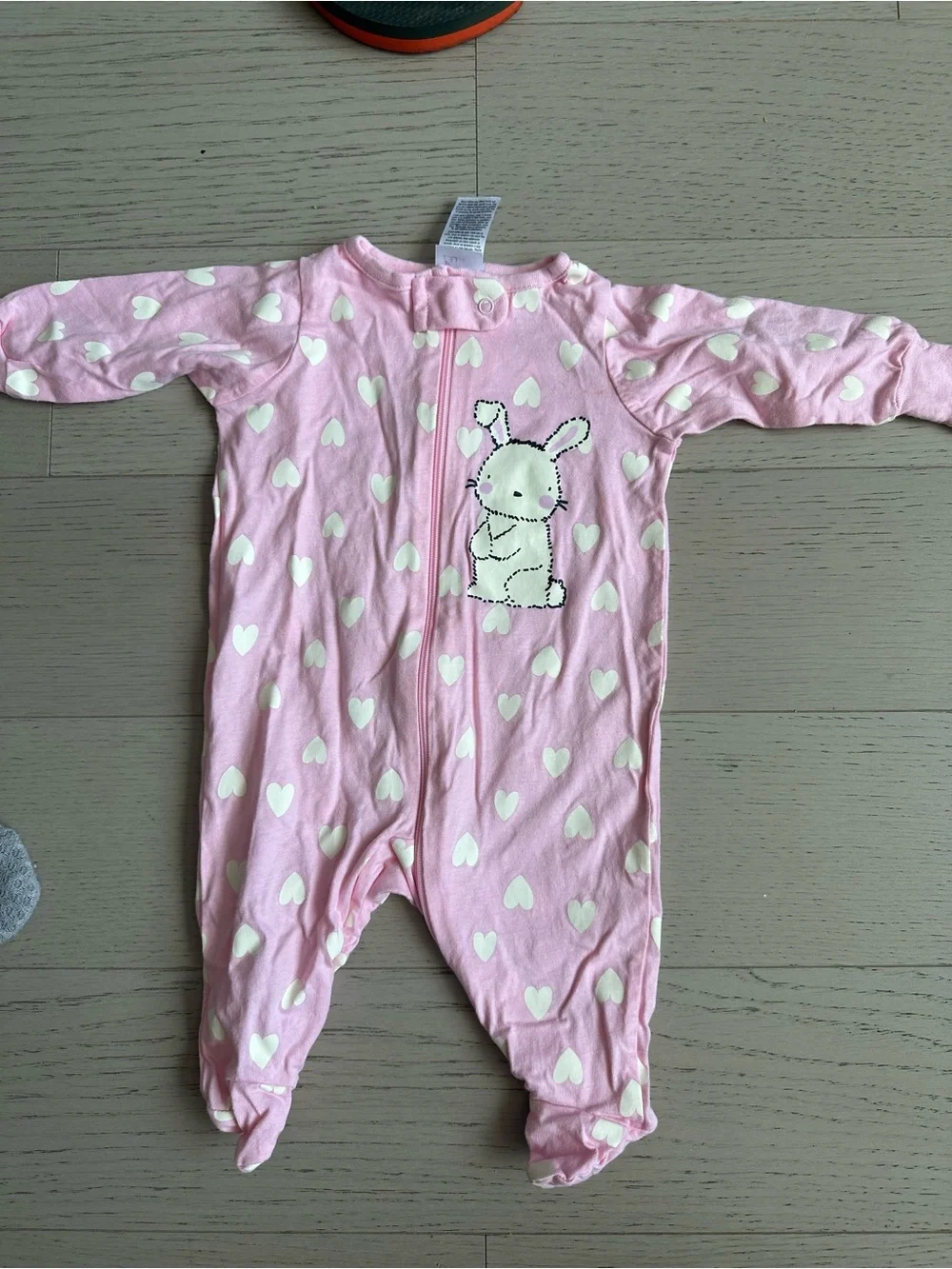 Gerber Pink & Gray Baby Footie Sleepers - Bunny & Heart Prints